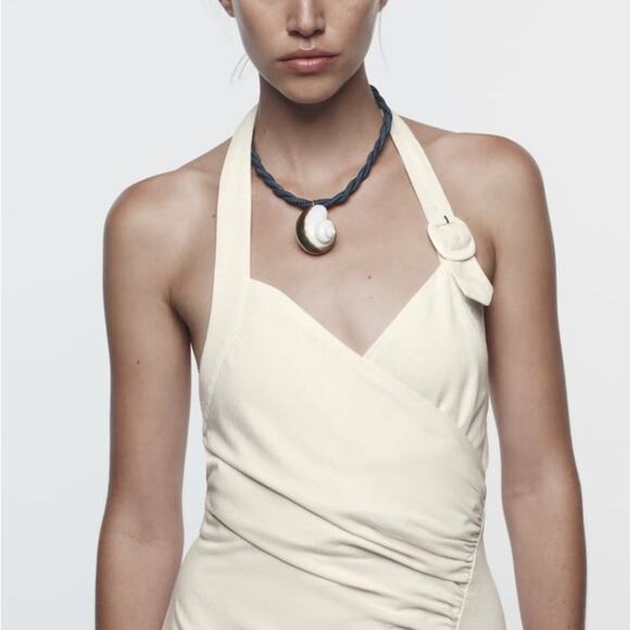 ZARA BLOGGER FAVORITE DRAPED HALTER DRESS - Picture 9 of 16